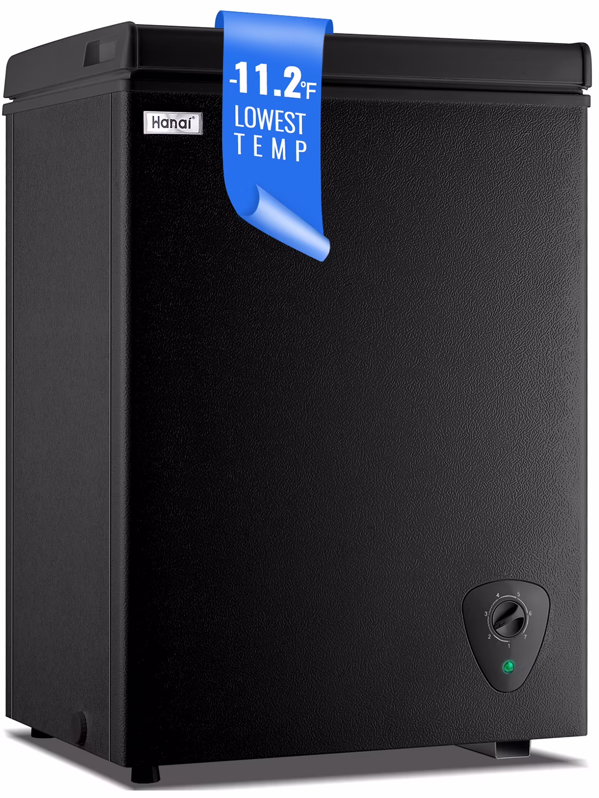 WANAI 3.5 Cubic Feet Chest Freezer Black Deep Freezer with Adjustable Temp Knob Ideal for Any Room