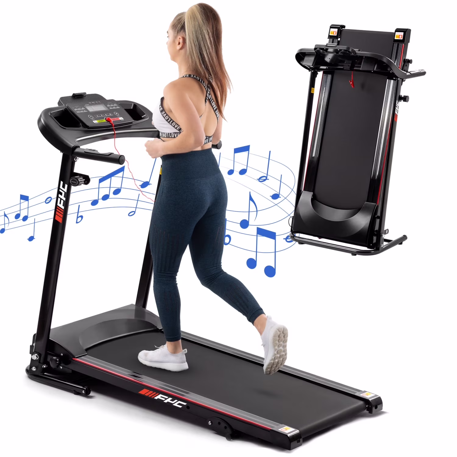 Treadmill 2.5HP Folding Treadmill for Home Walking Under Desk with Incline Fitness Running Electric Treamills Indoor Training Pulse Monitor Cup Holder Treadmills IN USA STOCK(black)