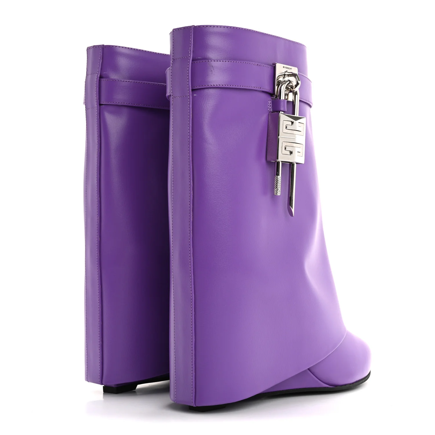 Calfskin Shark Lock Ankle Boots 39 Ultraviolet