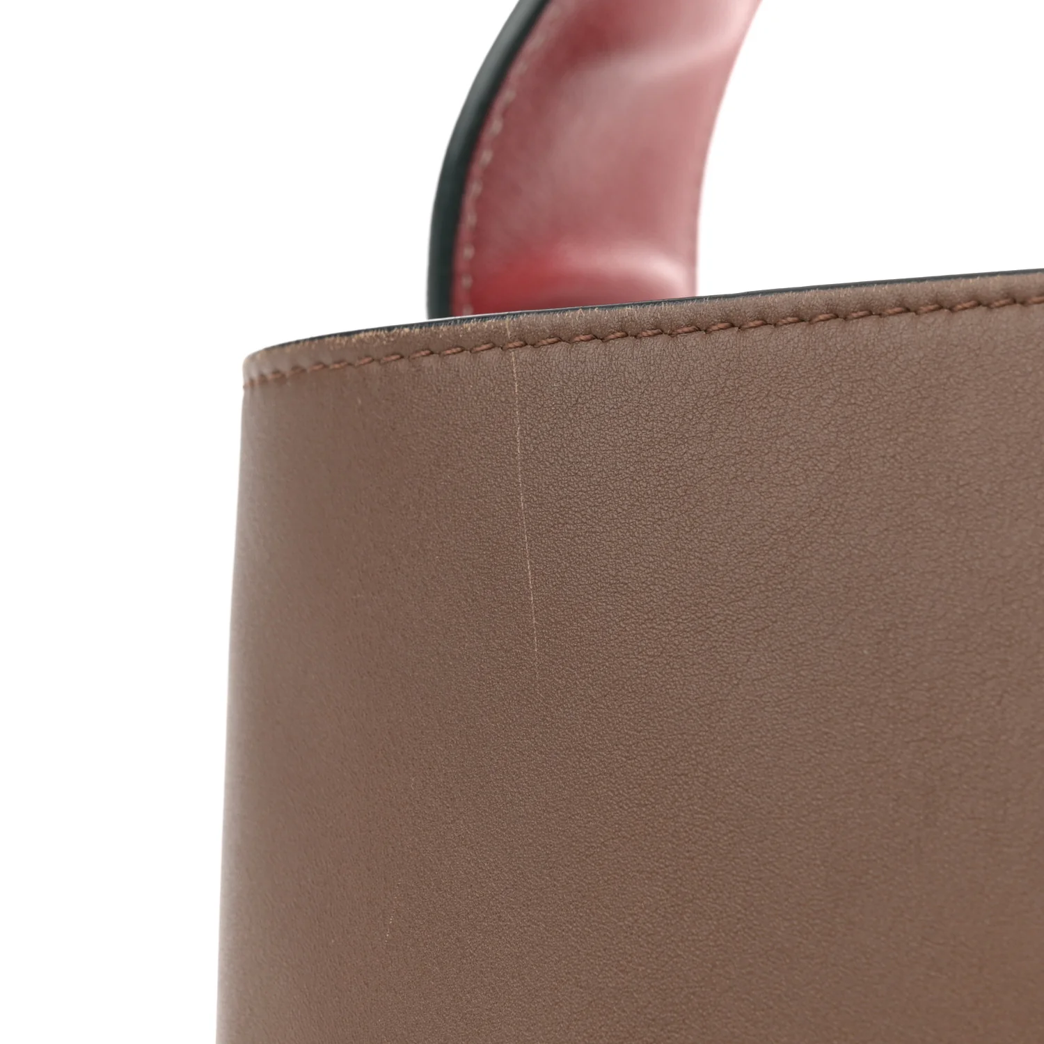 Shiny Smooth Calfskin Small Twisted Cabas Camel Brick