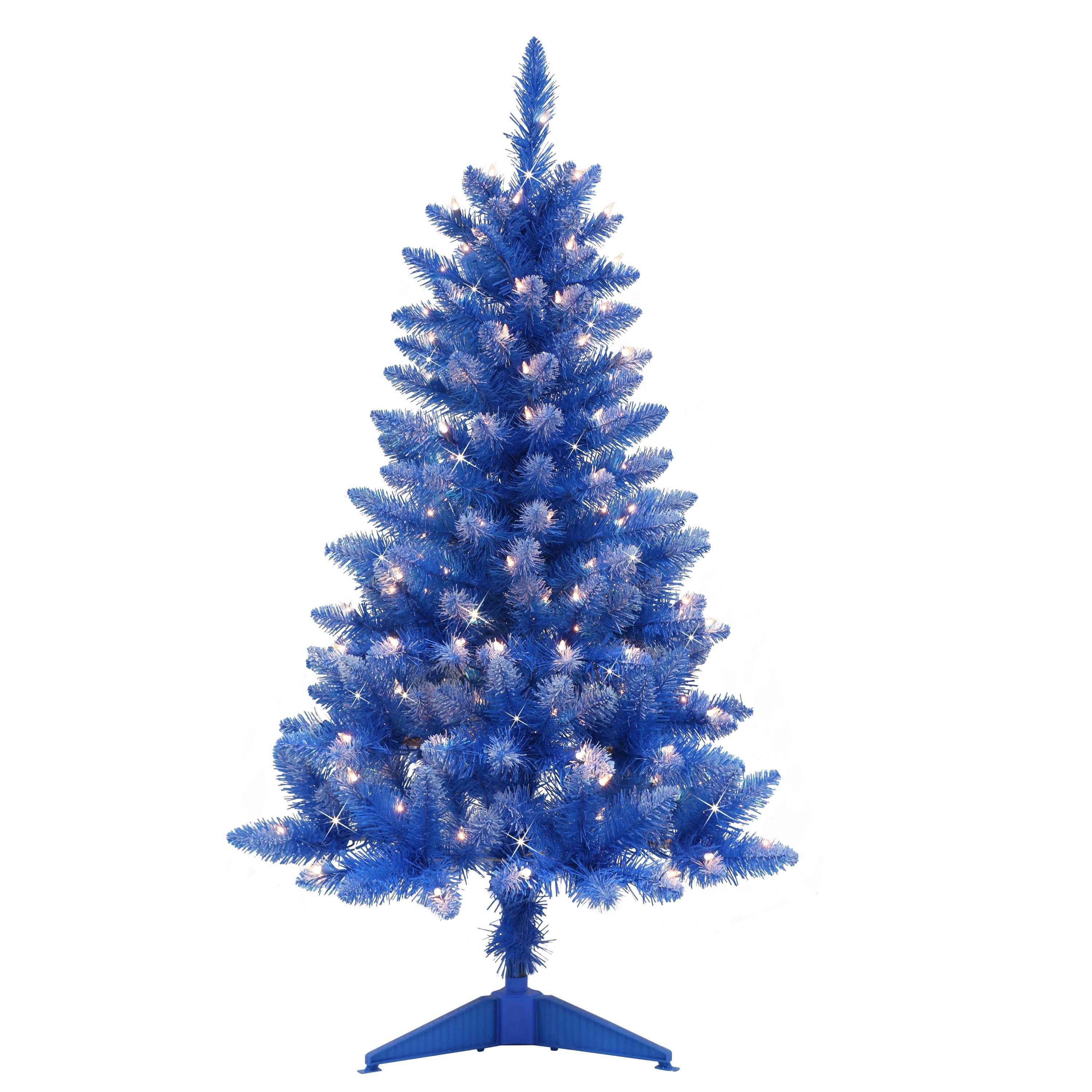 Puleo International 4 ft. Blue Pre-Lit Clear Fashion Artificial Christmas Tree
