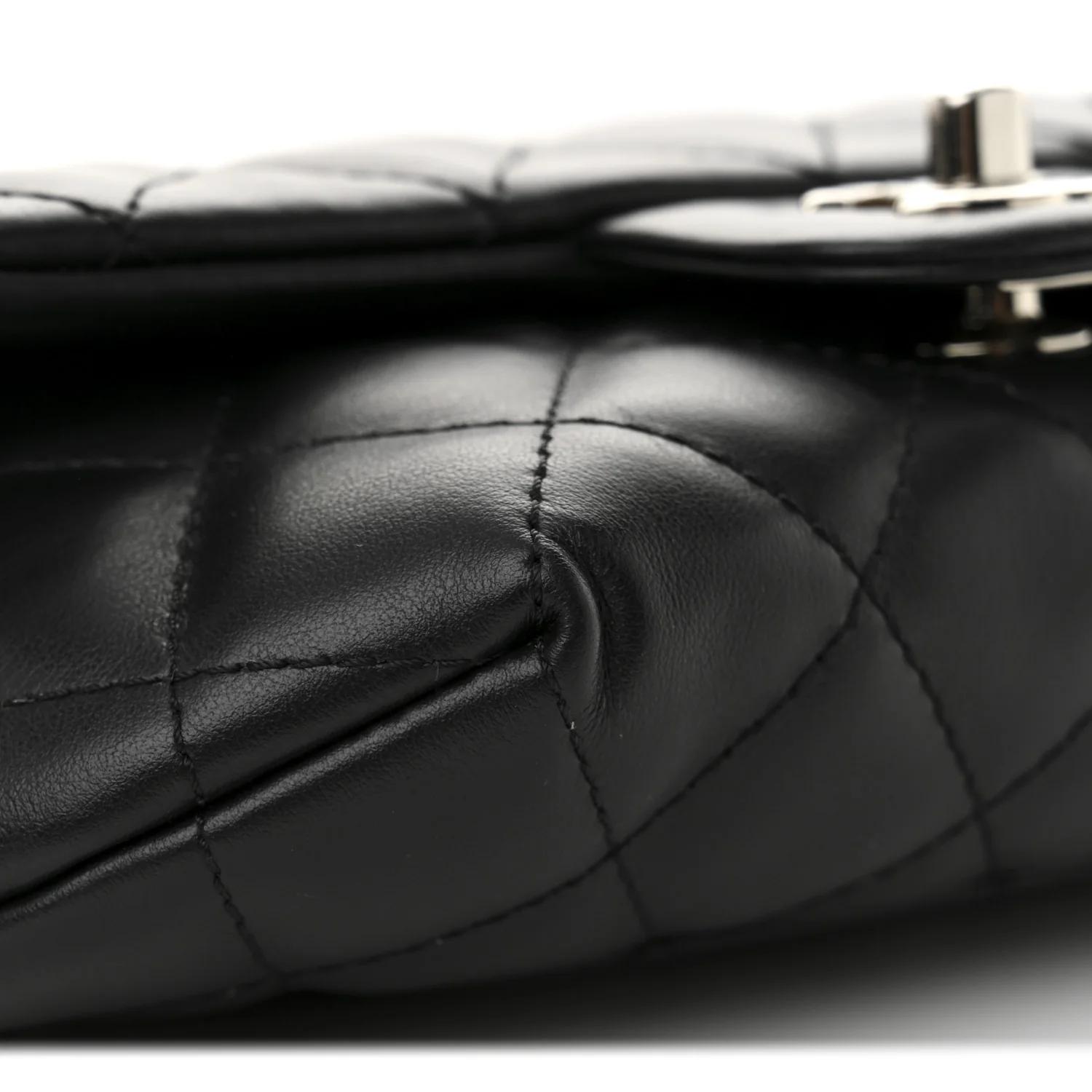 Calfskin Quilted CC Uniform Flap Belt Bag Black