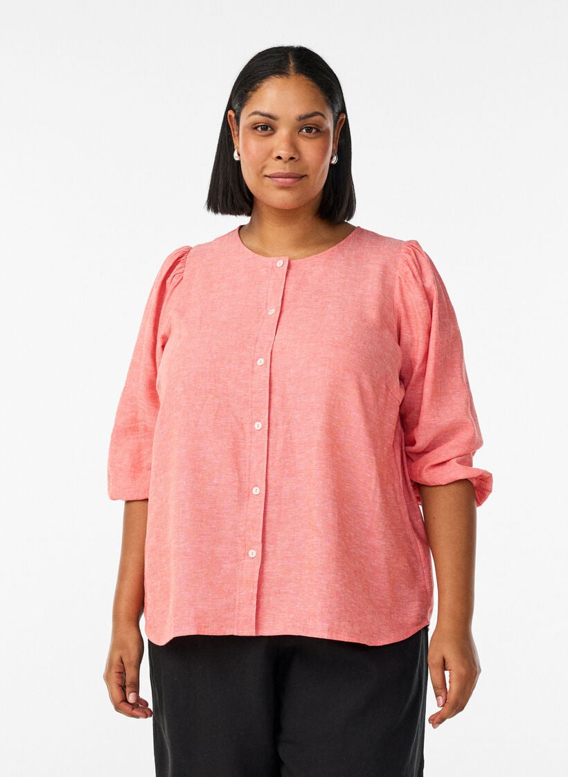 Zizzi Shirt blouse in linen and viscose with 3/4-sleeves