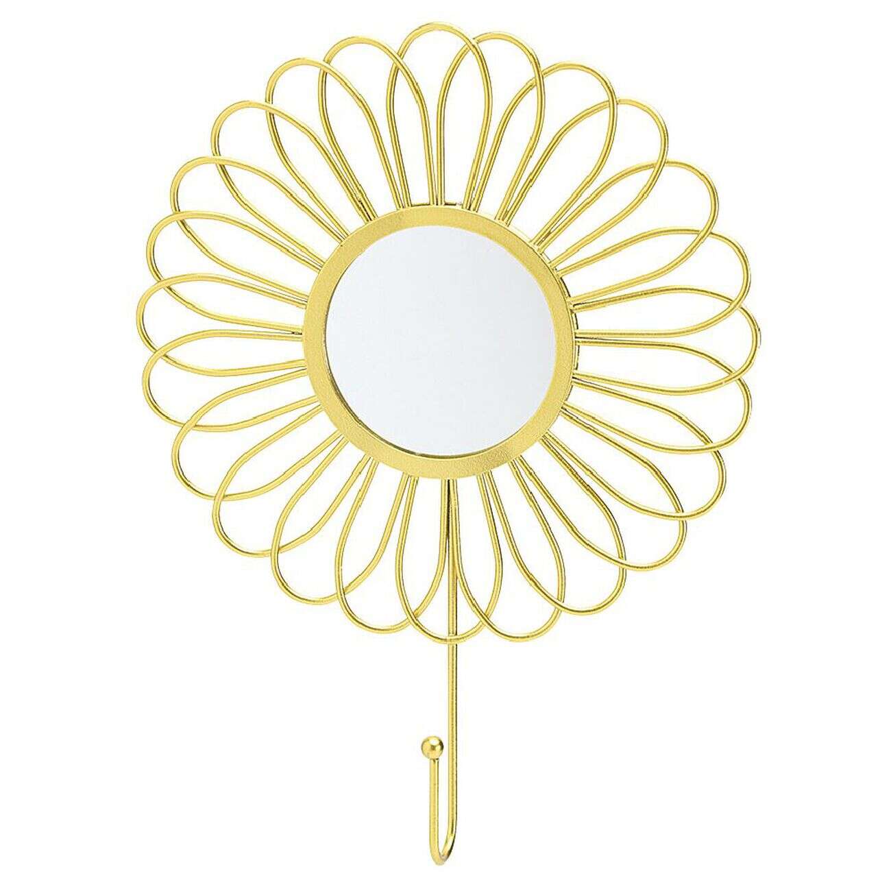 Miroir mural en forme de fleur doré