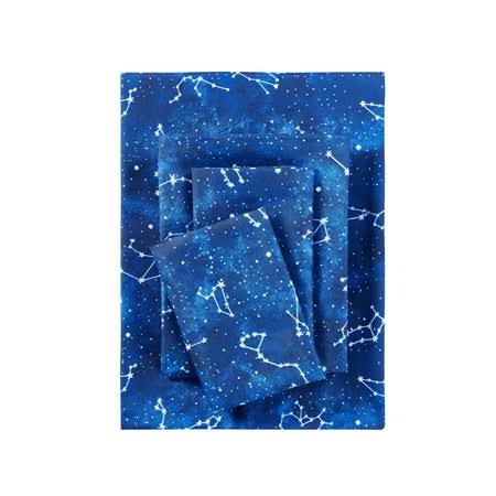 Your Zone Kids Soft Microfiber Sheet Set, Navy Blue Stars, Twin, 3 Pieces, Easy Care