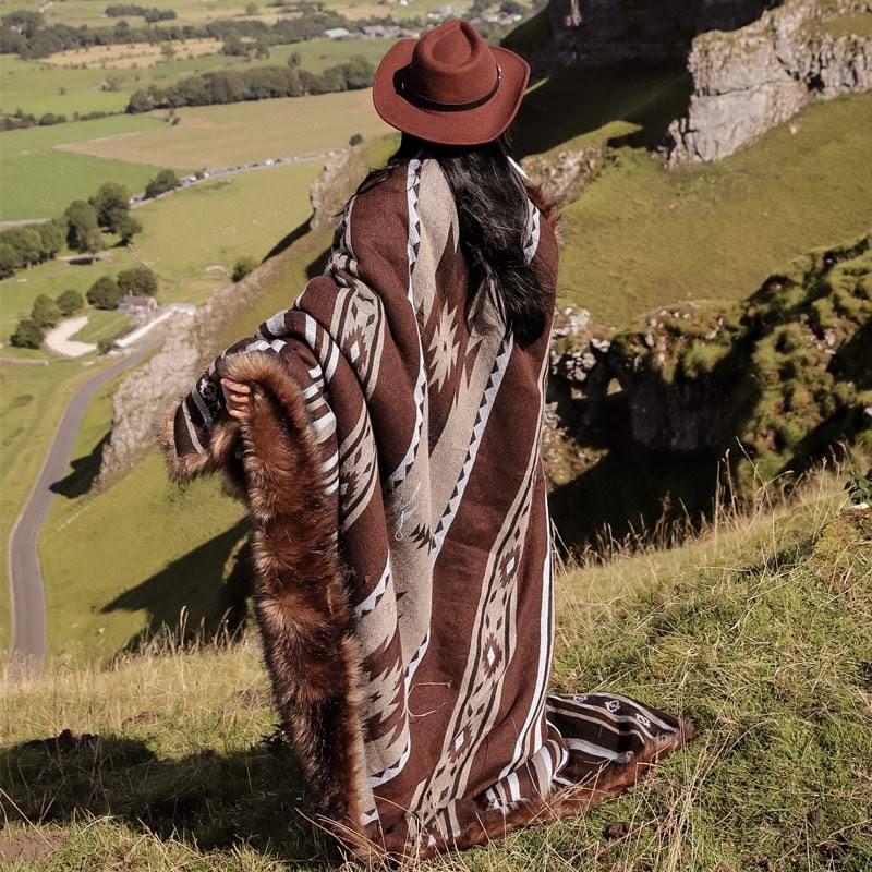 Aztec Faux Fur Blanket - Anifurry Brown+Brown / 50