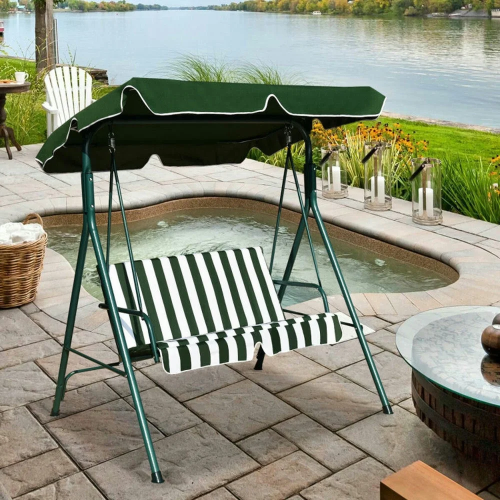 Patio Swings for Porch,Comfortable Porch Swings,Loveseat Cushioned Patio Steel Frame Swing Glider -Green(Green) - Image 2