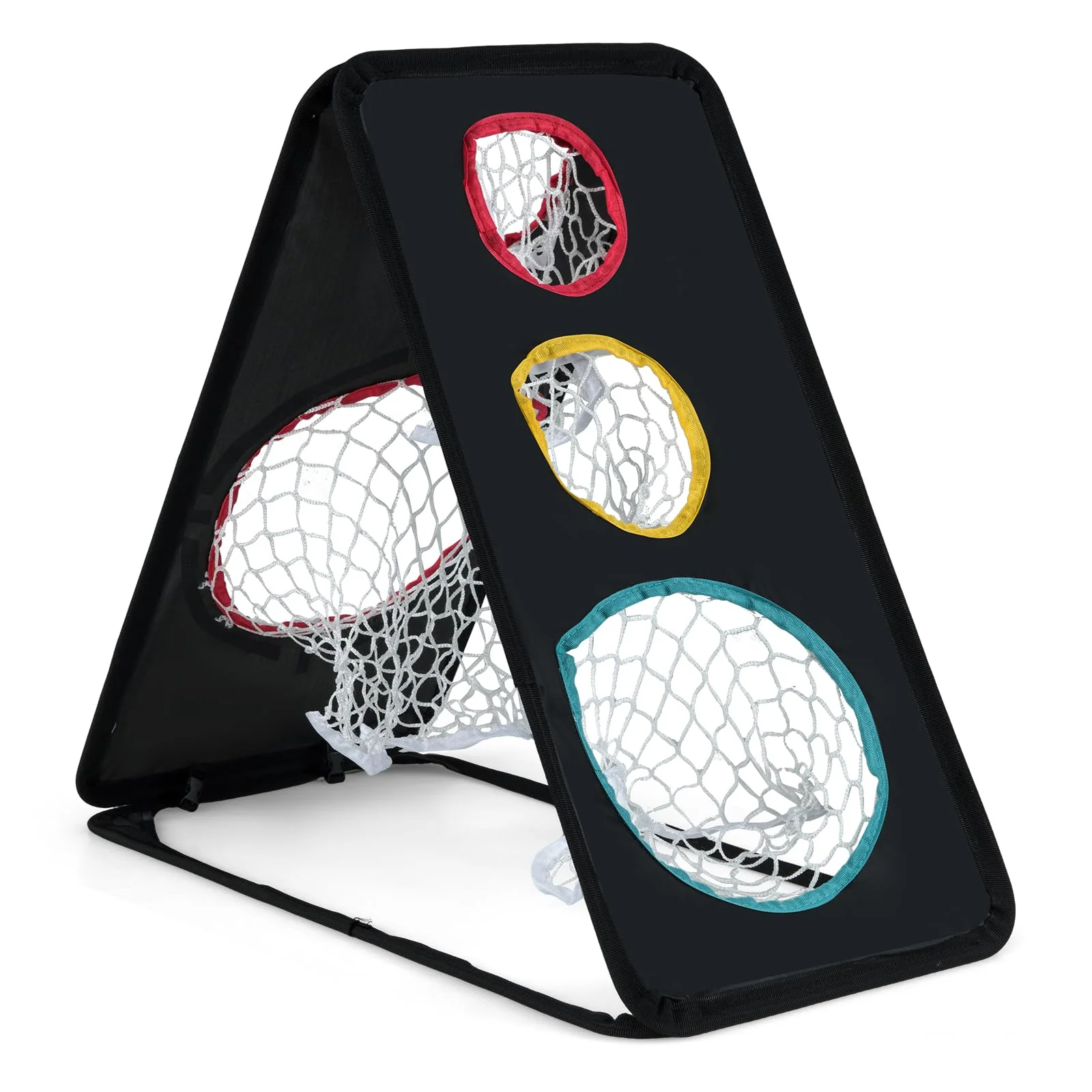 Tangkula Dual-Sided Golf Chipping Net Triple Target Training System with 5 Holes
