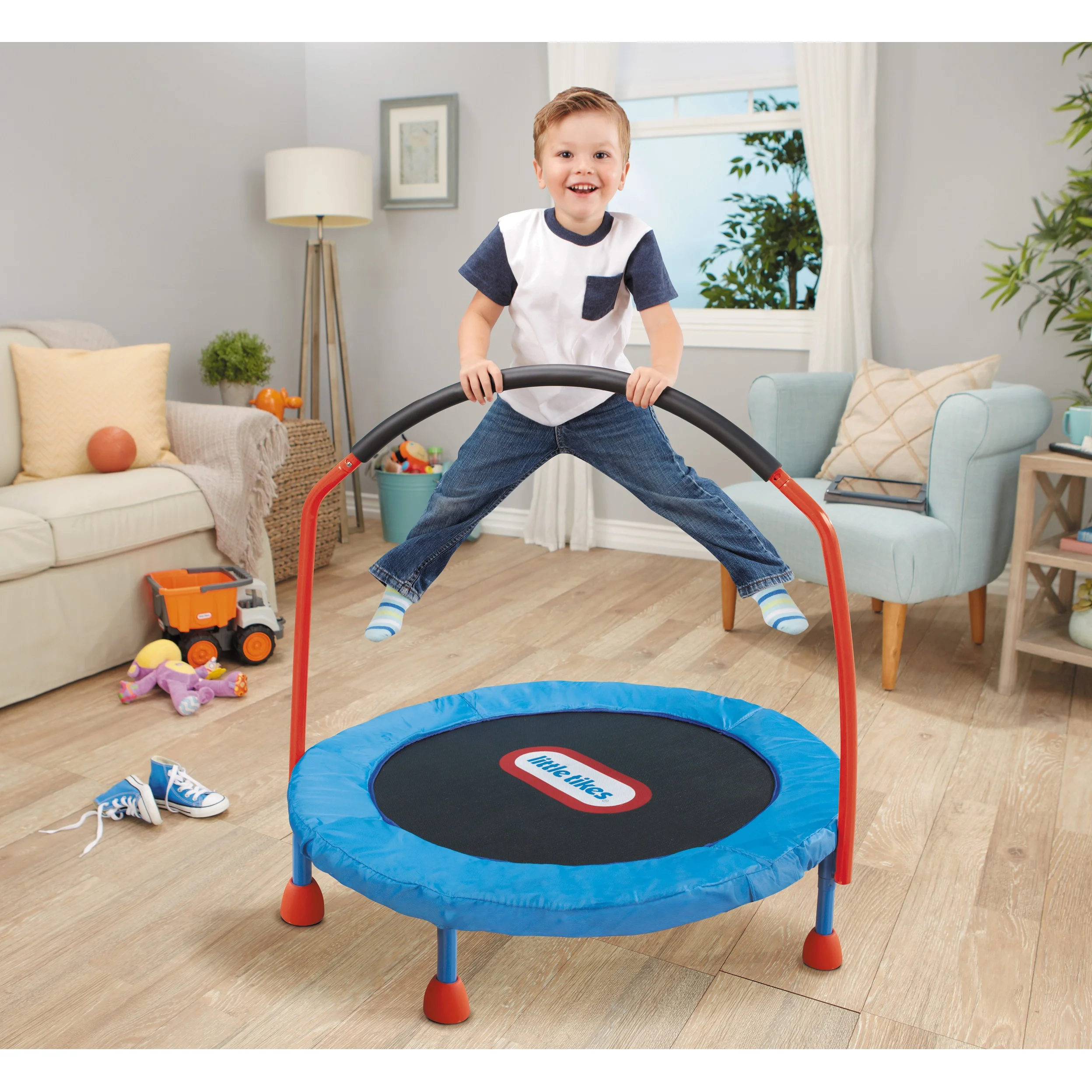 Easy Store 3-Foot Trampoline, with Hand Rail, Blue - Image 5