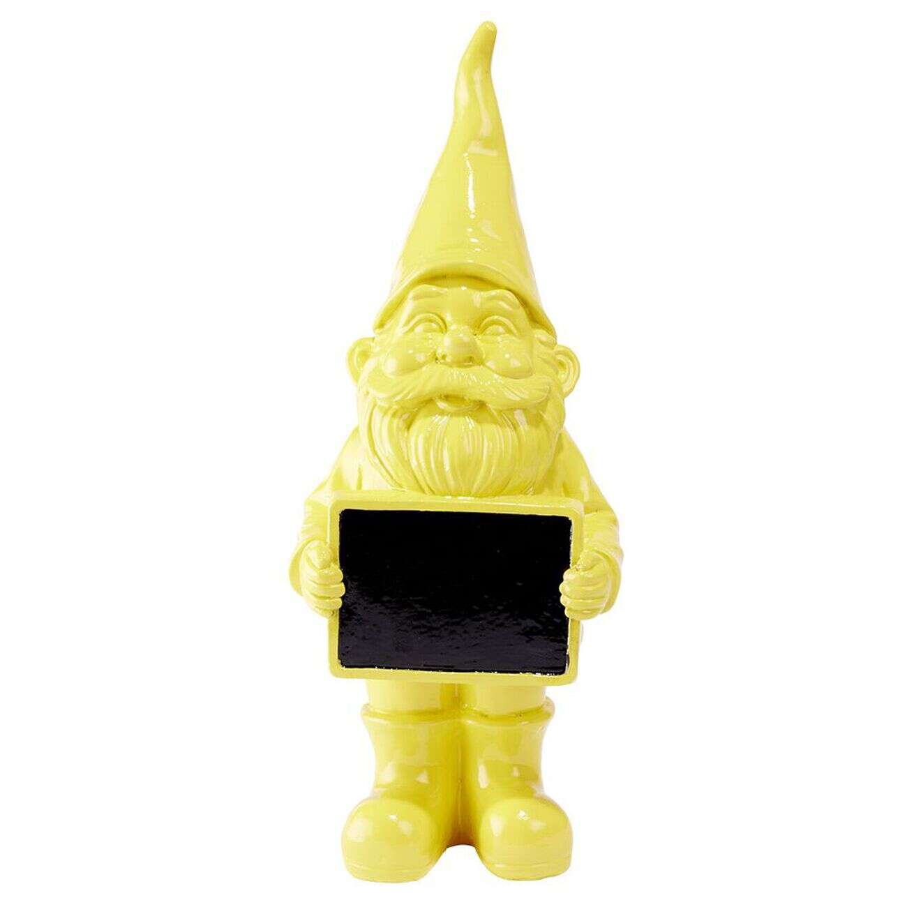 Nain de jardin avec pancarte craie uni jaune H30cm