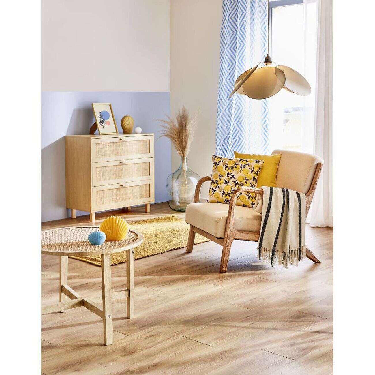 Rideau voilage à oeillets 140x240cm polyester imprimé rayures