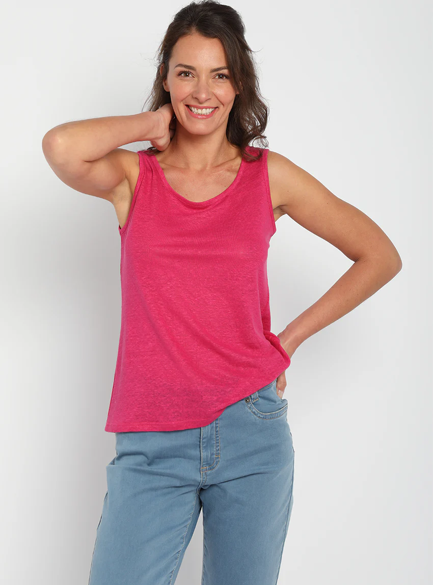 Débardeur femme en lin Rose Vif