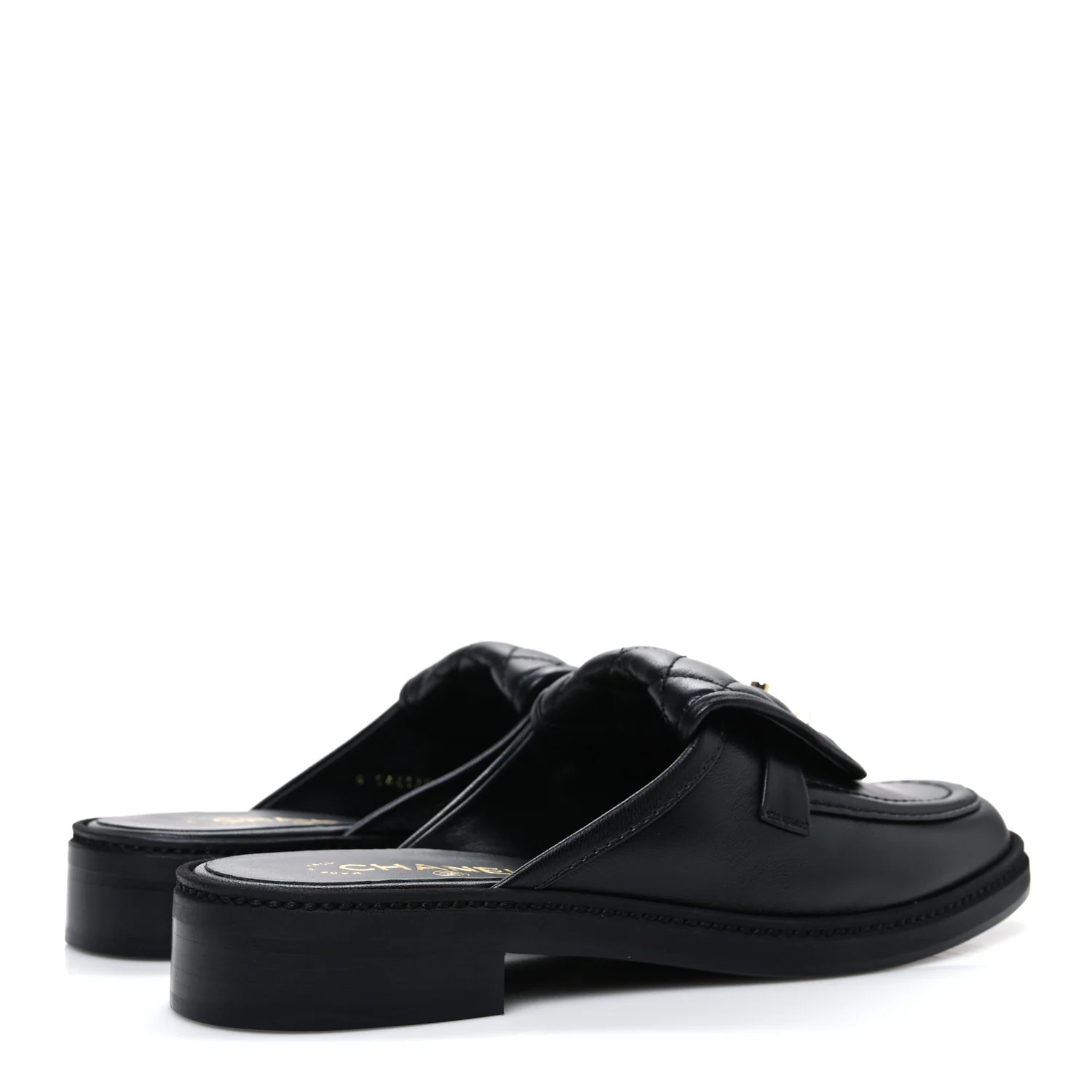 Lambskin Quilted CC Turnlock Mules 40 Black