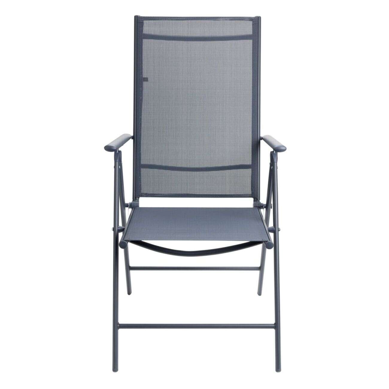 Fauteuil de jardin acier et textilène gris Oslow 7 positions 56xH107x66cm