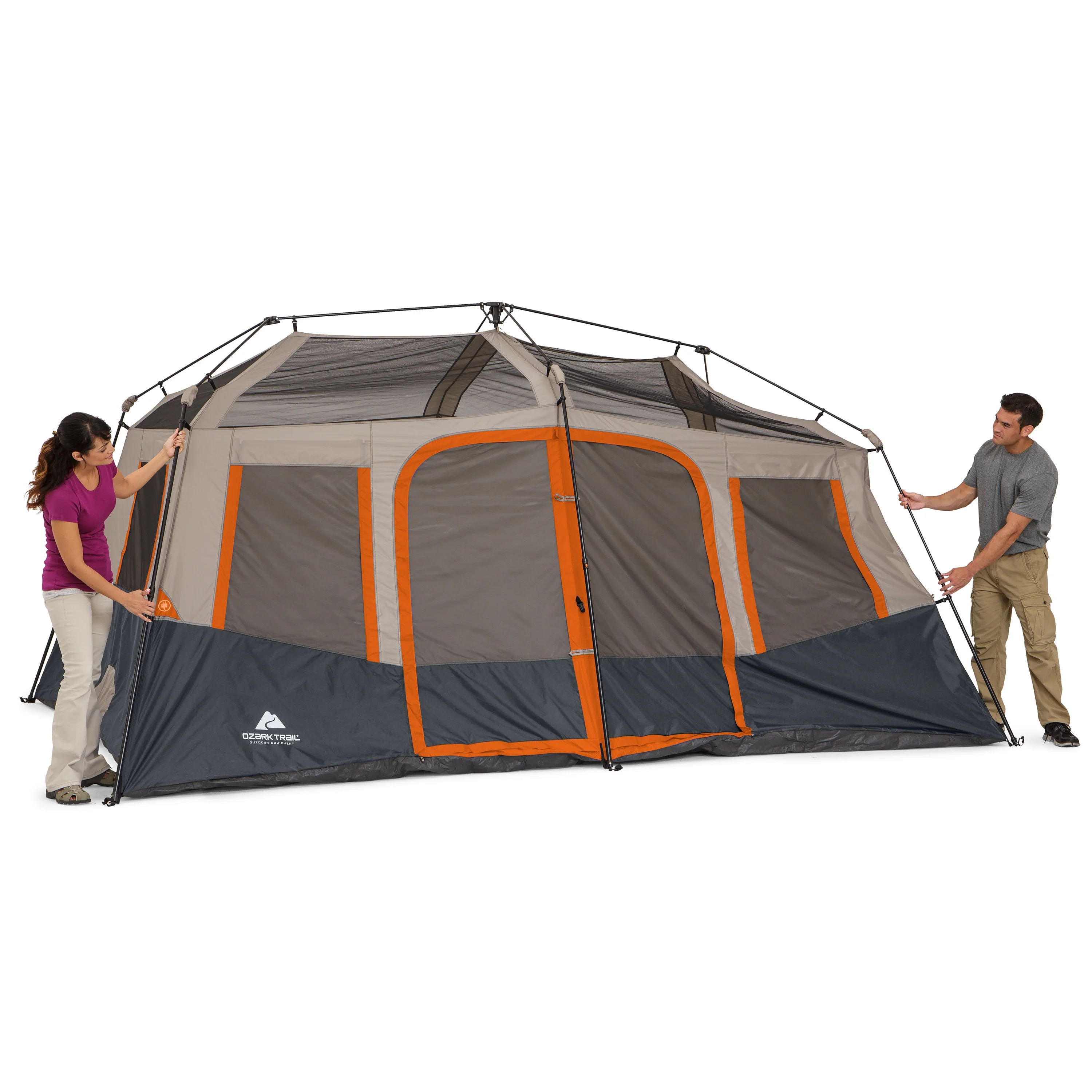 Ozark Trail 10 - Person Instant Cabin Tent - 2 - Room Family Camping Tent with Rainfly