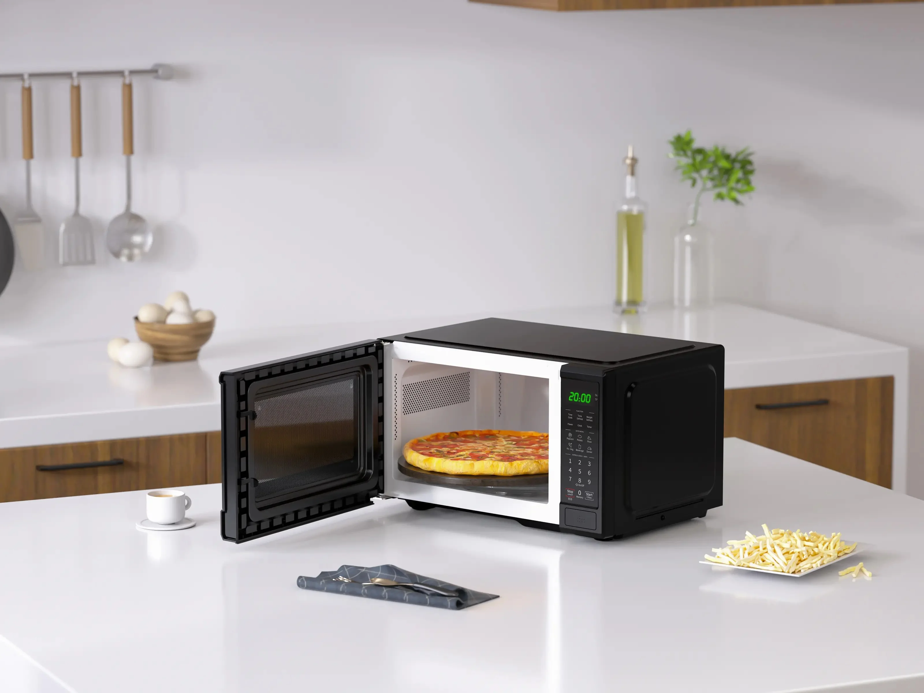 Midea 0.9 Cu. Ft. Countertop Microwave Oven, 6 Auto Programs, 10 Power Level, Black, EM9P022CVPMB