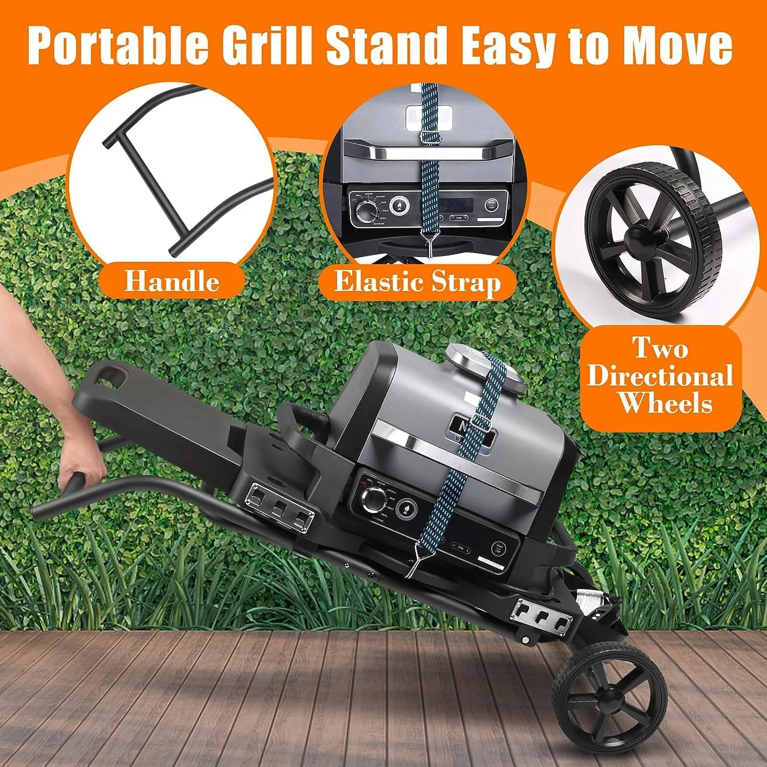 Hisencn Grill Stand for Ninja Woodfire Grill,Grill Cart,Collapsible Outdoor Grill Stand Fit for Ninja Woodfire Outdoor Grill(Ninja OG701),Traeger Ranger,Pit Boss 10697,10724,22" Blackstone Griddle(304 Stainless Steel Crisper Pan) Image 10