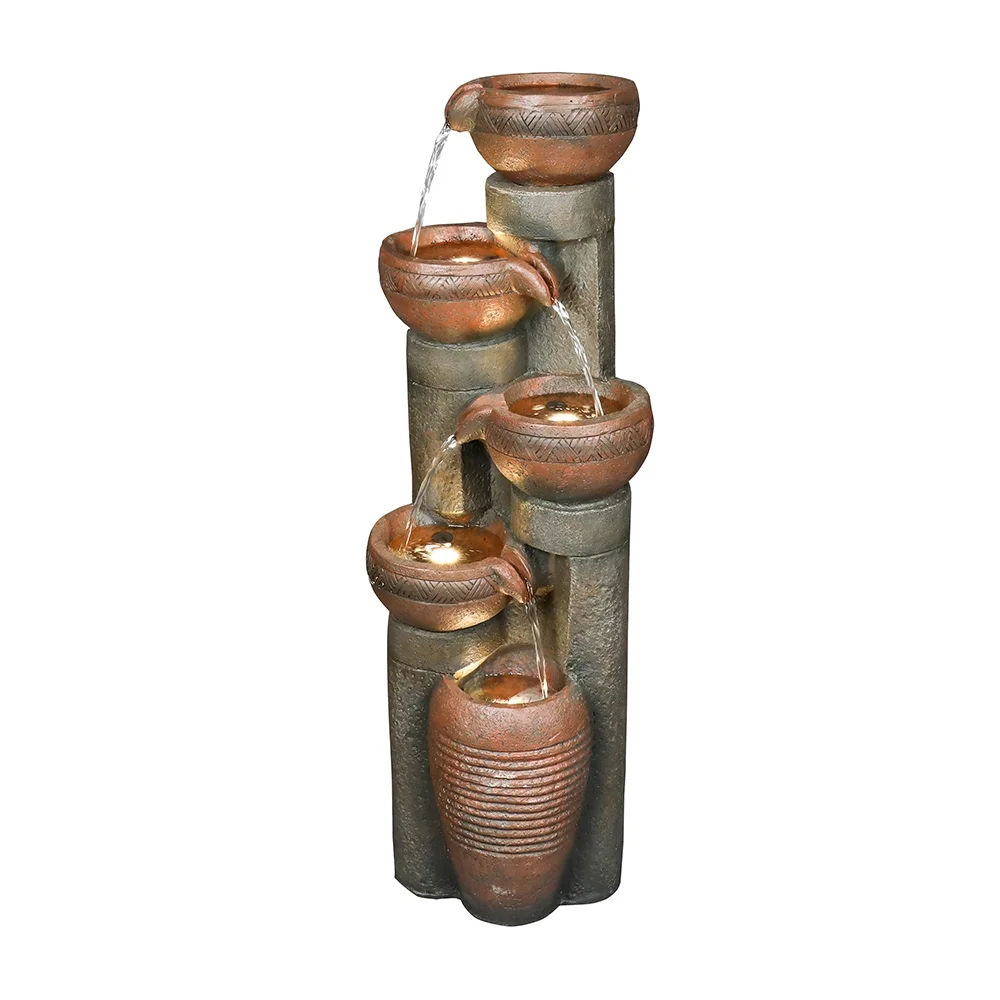 39.7����H 5-Tier Relaxing Outdoor Indoor Garden Water Fountain Decor - for Contemporary Design for Garden, Patio, Deck, Porch, Backyard and Home Art Decor