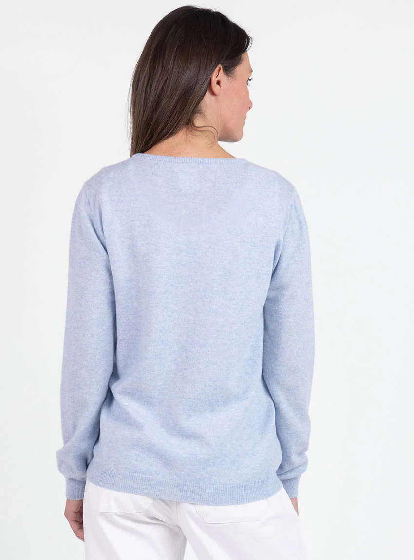 Cardigan femme en cachemire bleu chambray