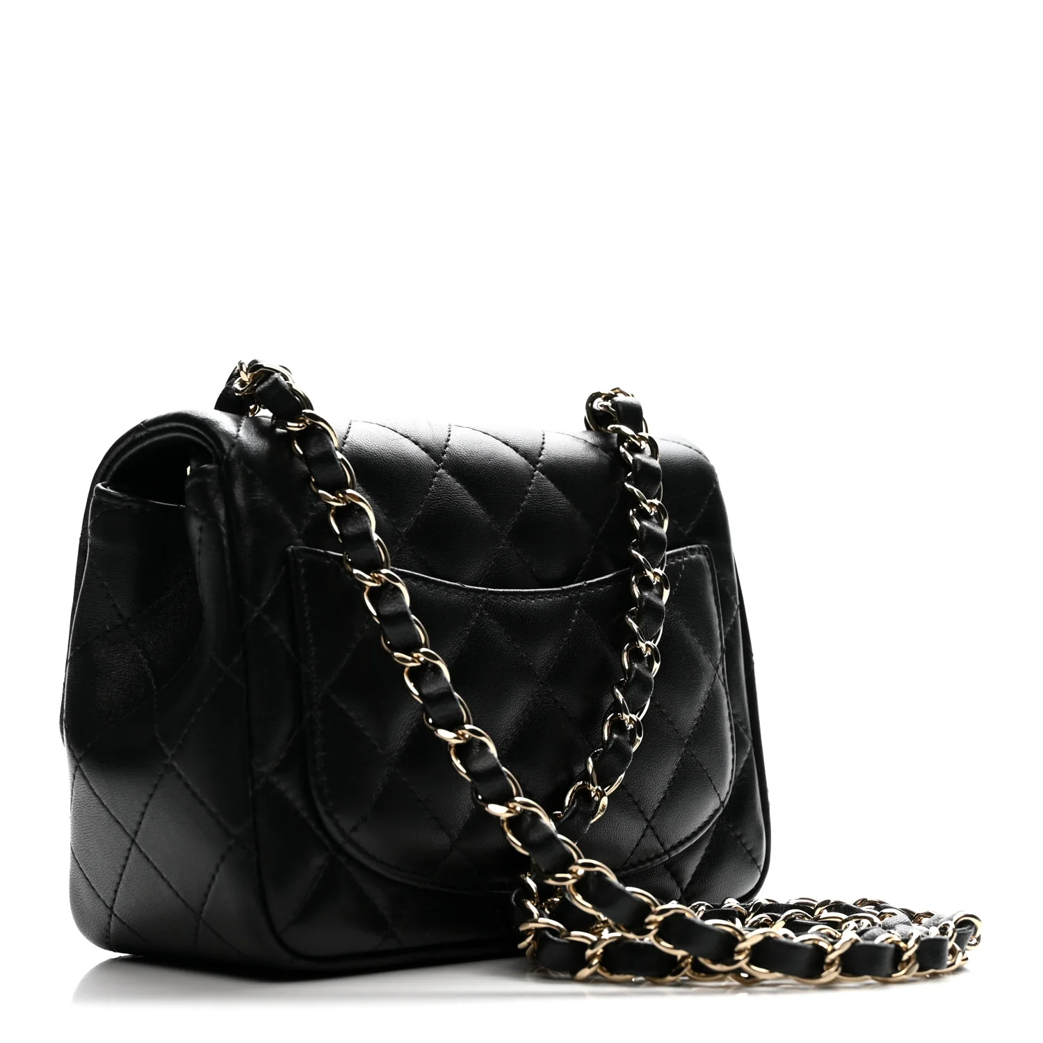 Lambskin Quilted Mini Square Flap Black