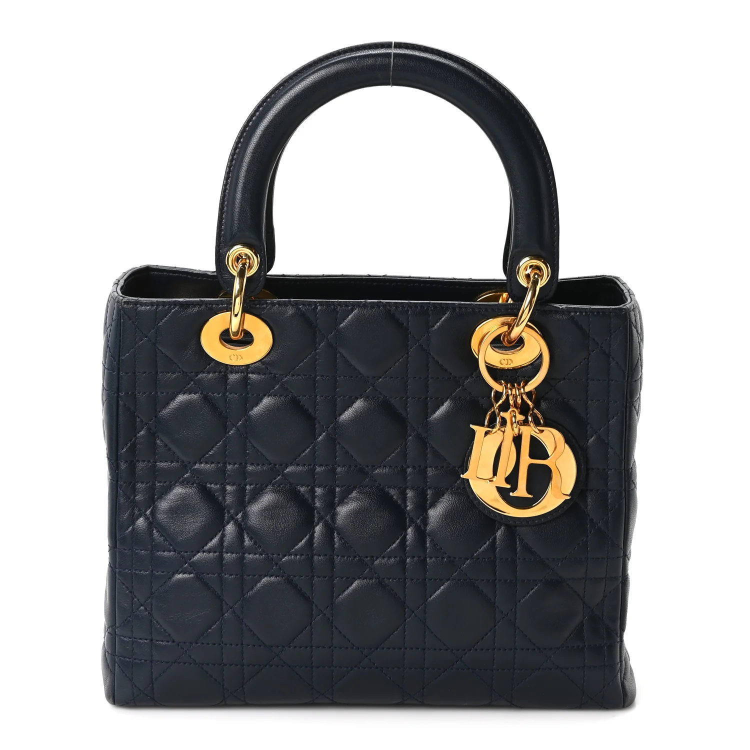 Lambskin Cannage Medium Lady Dior Navy Blue