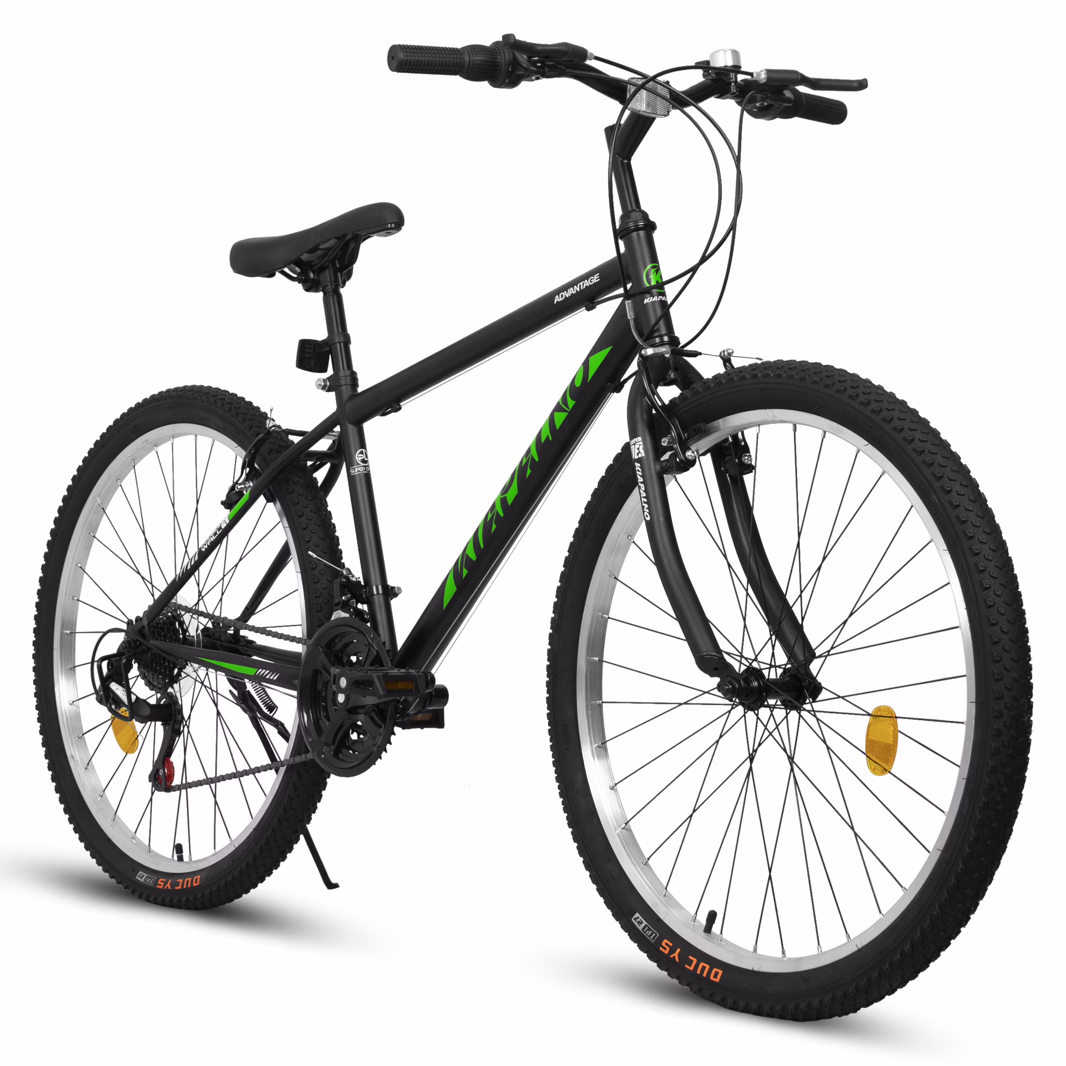 Aukfa 26 Mountain Bike for Men and Women, 21-Speed High-Performance All-Terrain Bicycle with Dual V-Brakes,Green