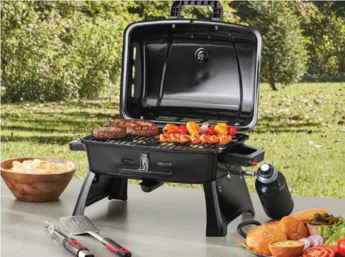Portable 1 Burner Gas Grill with Interchangeable Griddle Plate - Image 2