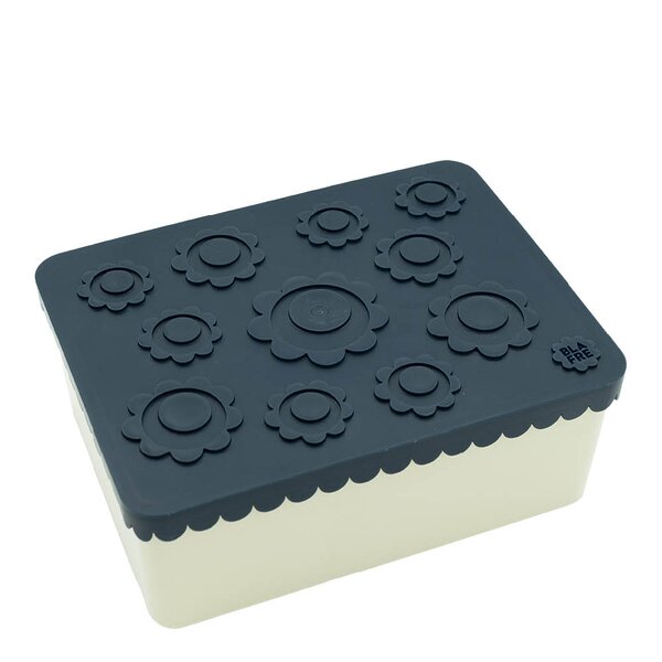 Matboks i plast treroms 7x14x19 cm Blomst marineblå/beige