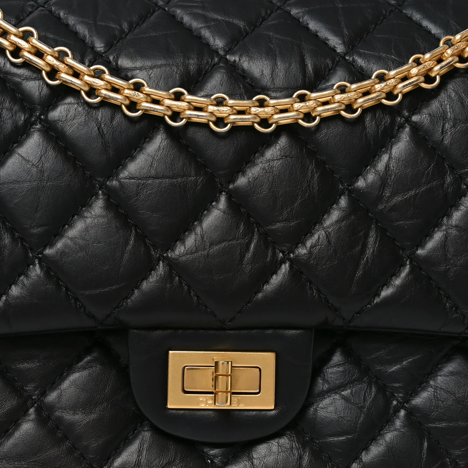 Aged Calfskin Quilted 2.55 Reissue 226 Flap Black