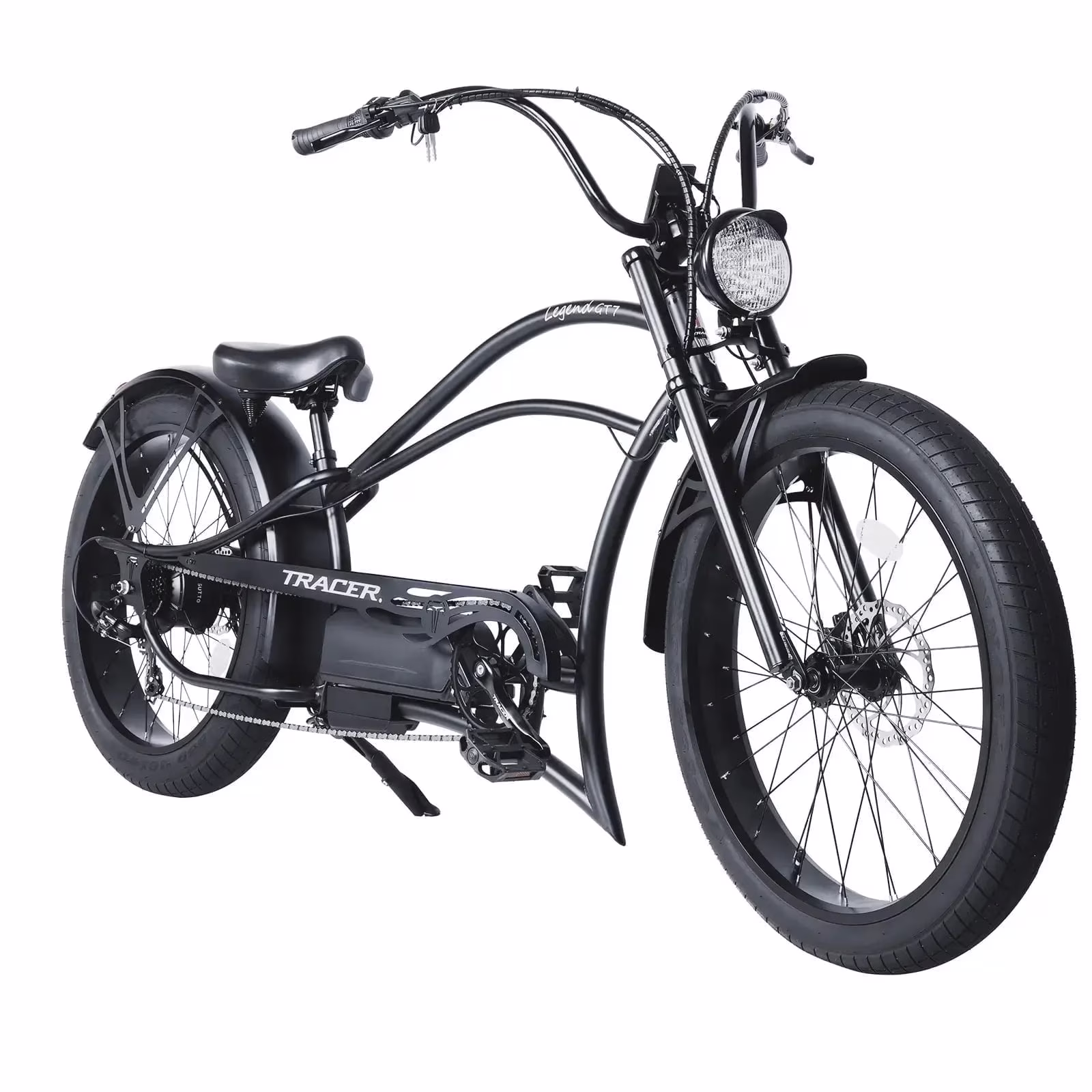 Tracer Legend GT7 Cruiser Chopper E - Bike, 1000W Motor, 7 Speed, Disc Brake, for Men, Matte Black