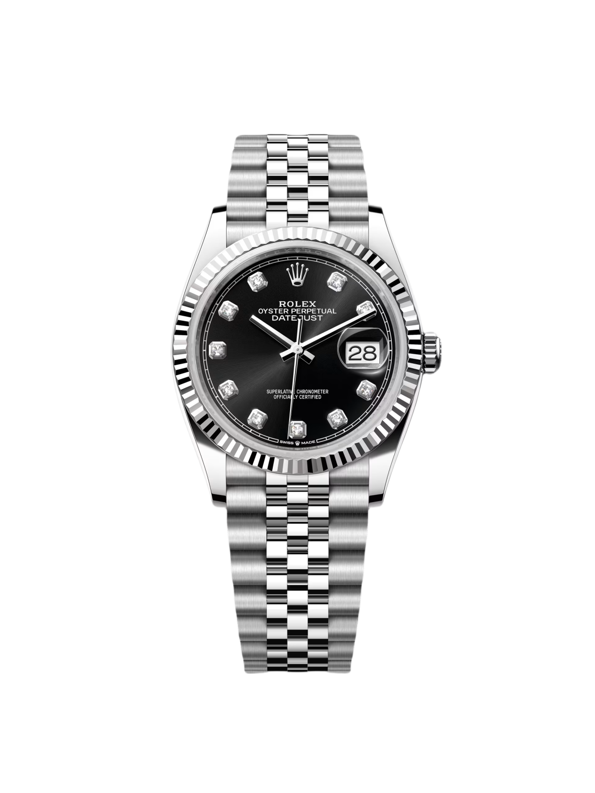 【Super Clone】 RLX  Datejust 36mm 126234 Black Diamond Dial Stainless Steel Oyster Mens Watch