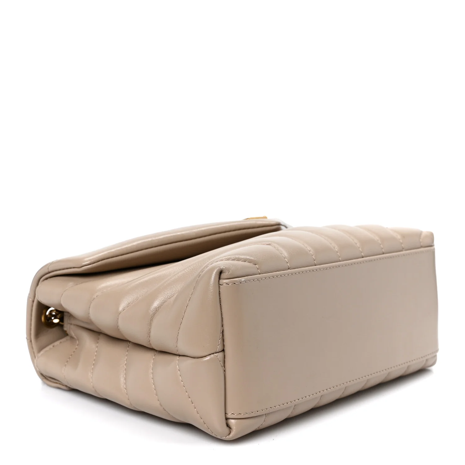 Calfskin Y Quilted Monogram Small Loulou Chain Satchel Dark Beige
