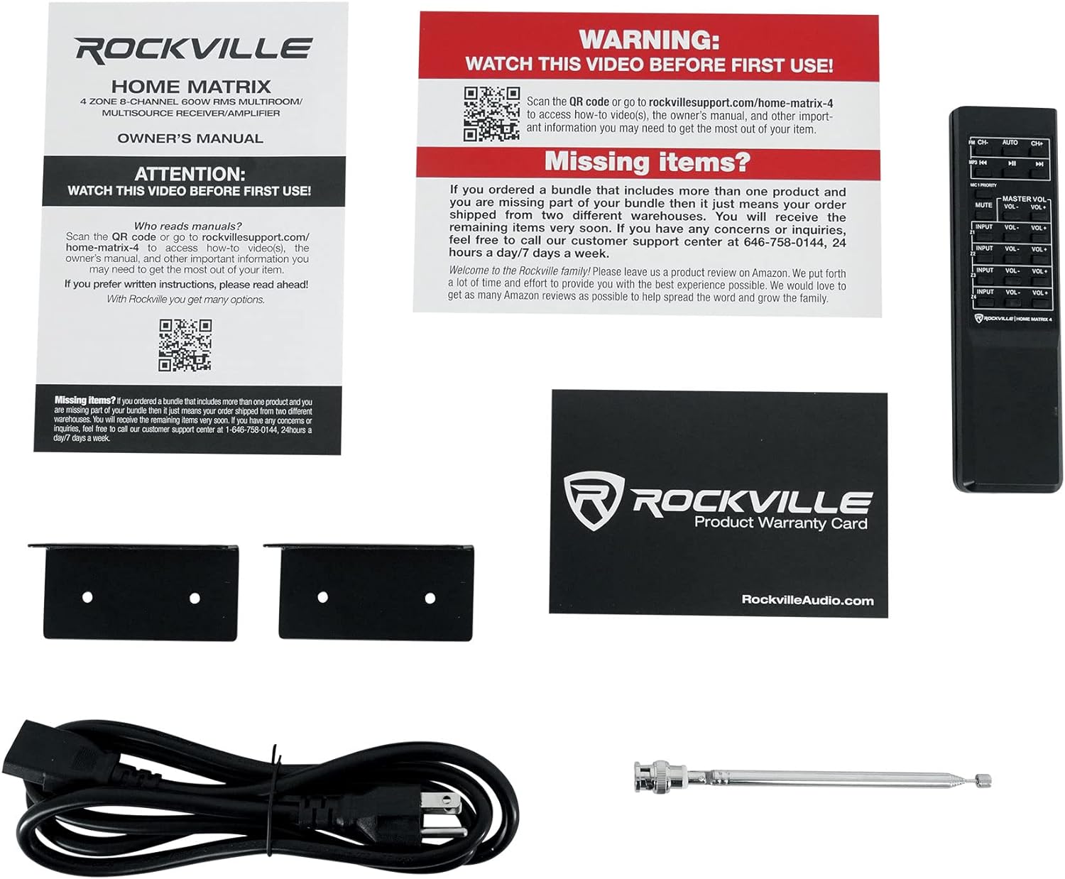 Rockville Home Matrix 4 600W Multi Room Receiver/Amplifier  8-Channel (4 Zones)  Bluetooth  USB  Optical  Coaxial  RCA  Mic Inputs
