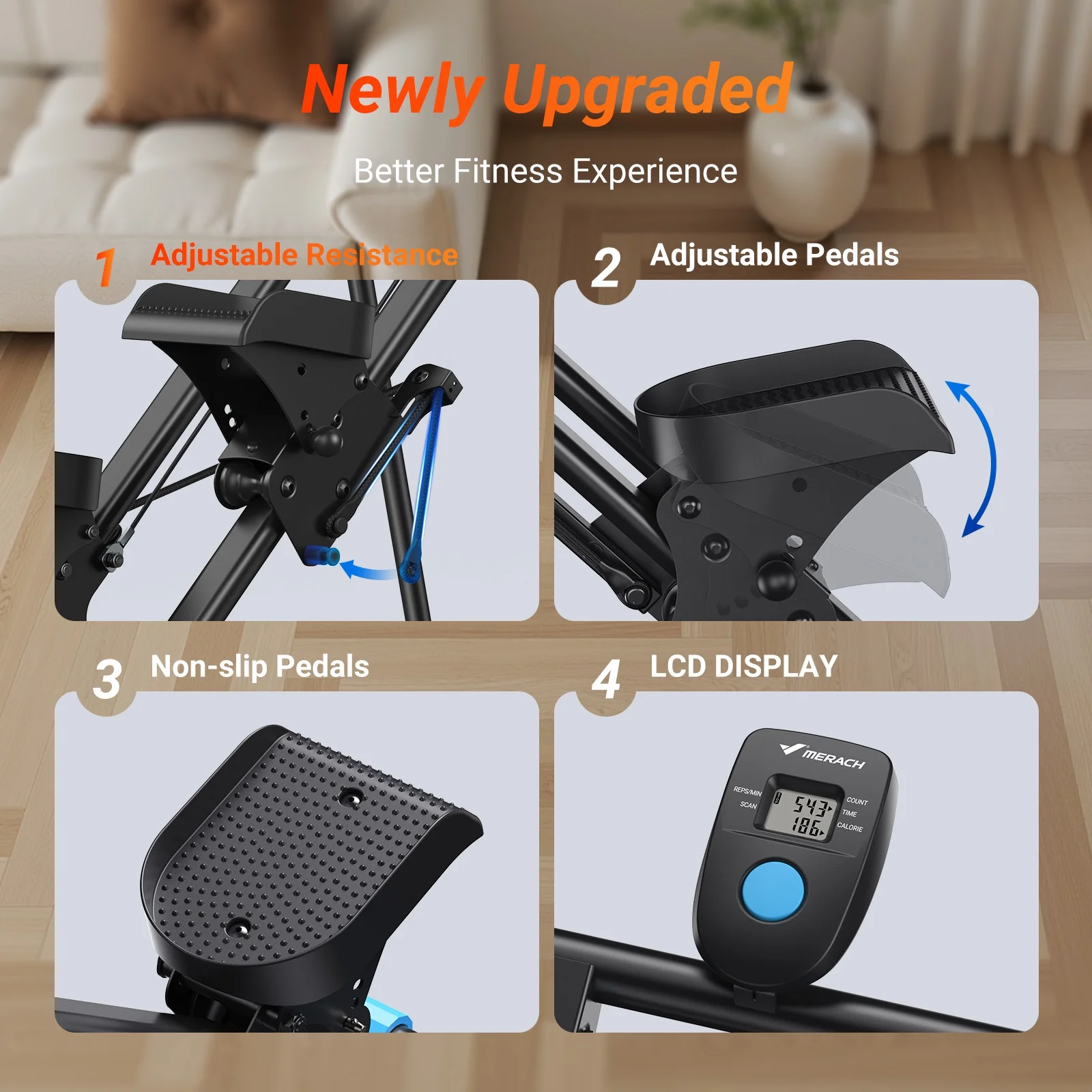 Stair Stepper for Home Compact Foldable Vertical Climber Full-Body Workout Stepper, Home Gym Cardio Exercise Equipment(2-level resistance Black) - Image 8