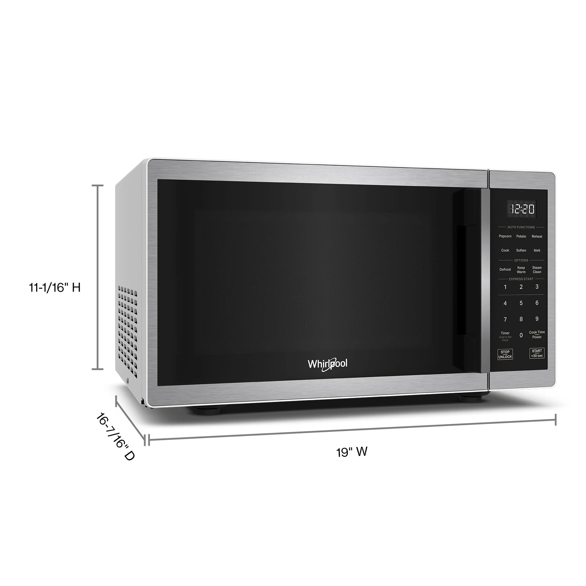Whirlpool 0.9 Cu. Ft. Stainless Steel Countertop Microwave with Steam Clean - 900 Watt