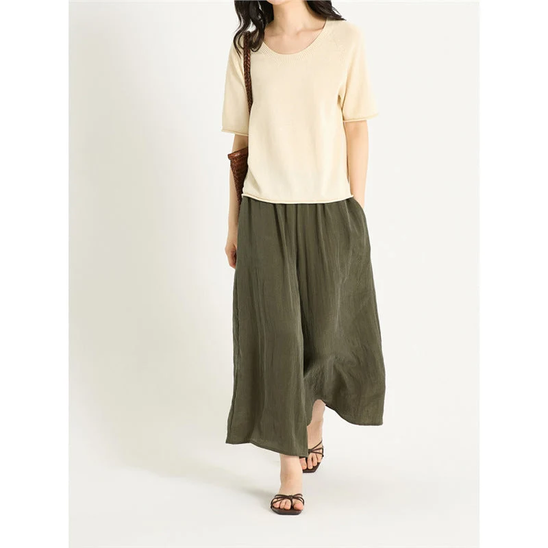 LONGÉ Women's Cupro Nylon Blend Wide-Leg Pants