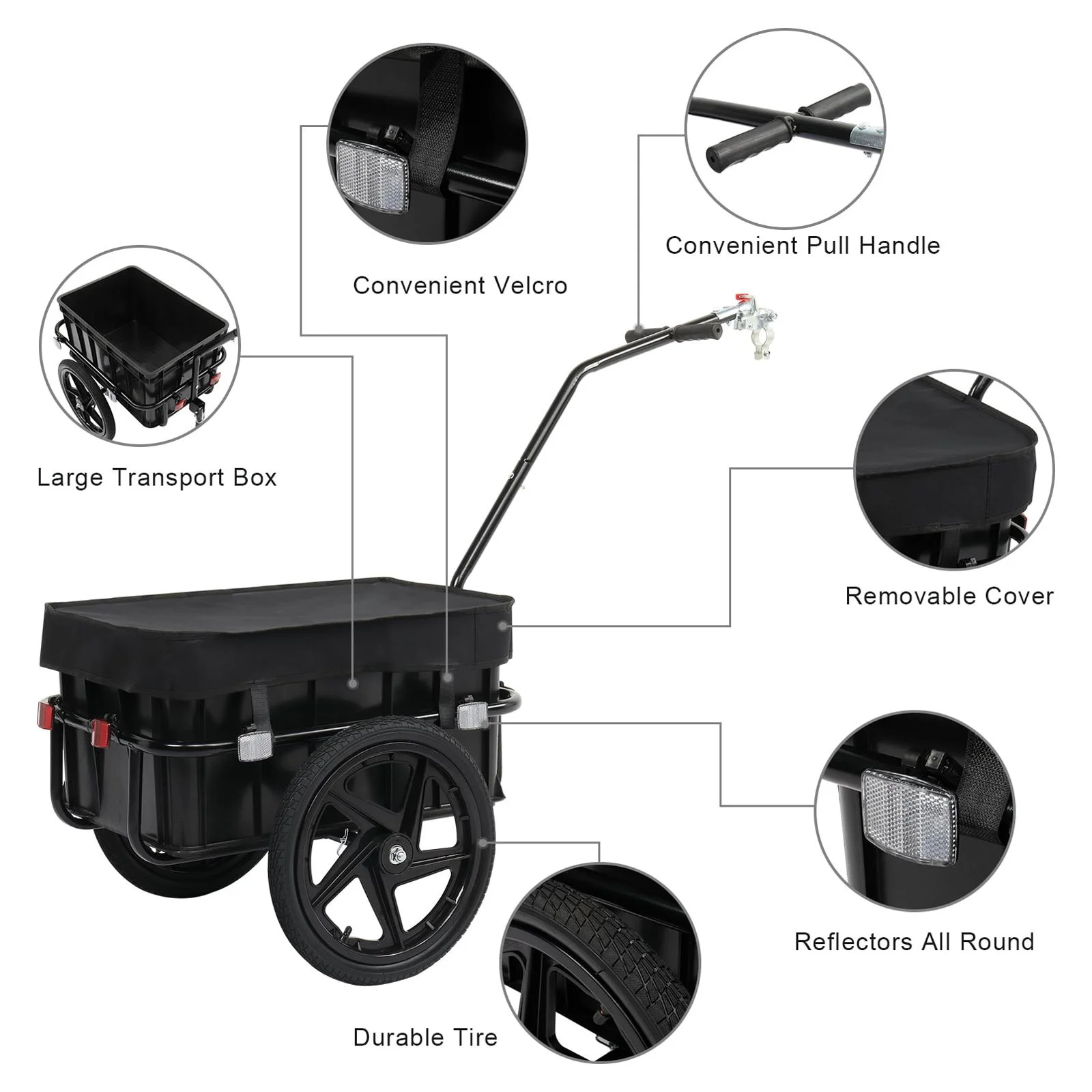 Bike Cargo Trailer, Bicycle Wagon Trailer W/Universal Coupler Waterproof Cover - Image 7