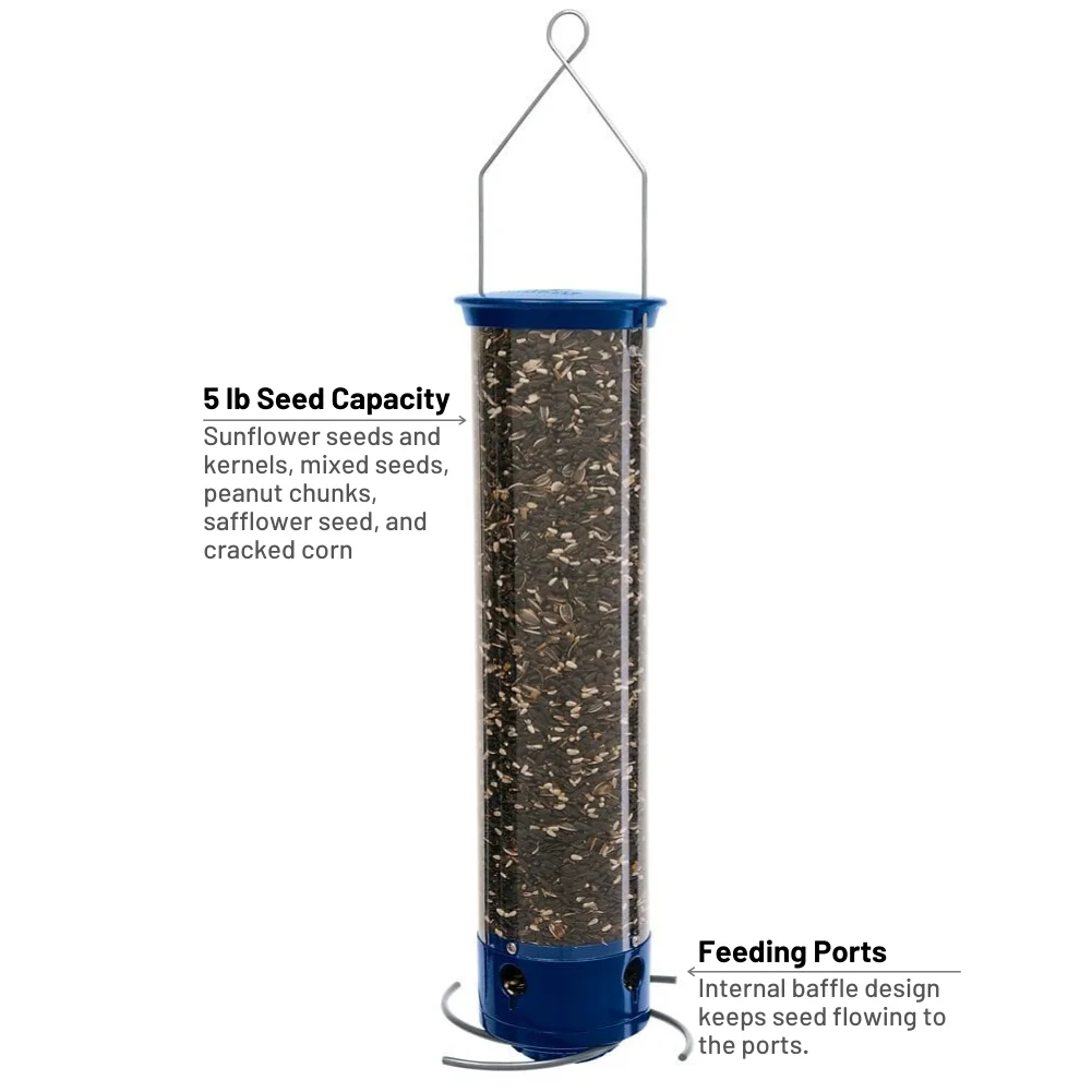 Whipper Squirrel Proof Tube Bird Feeder Blue 5 lb capacity Image 5