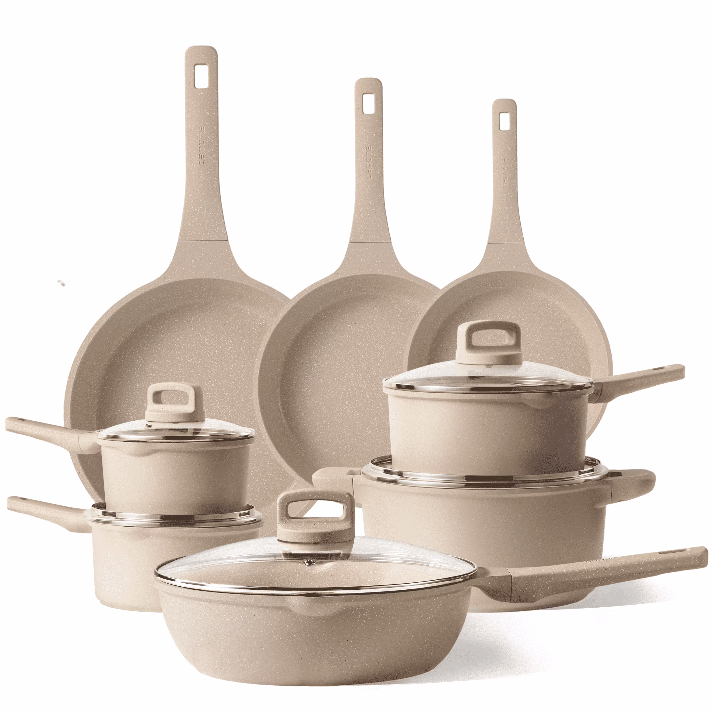 13 Pcs Nonstick Cookware Sets, Non Stick Pots and Pans Set, Induction Cookware, Taupe(Taupe 13PCS)