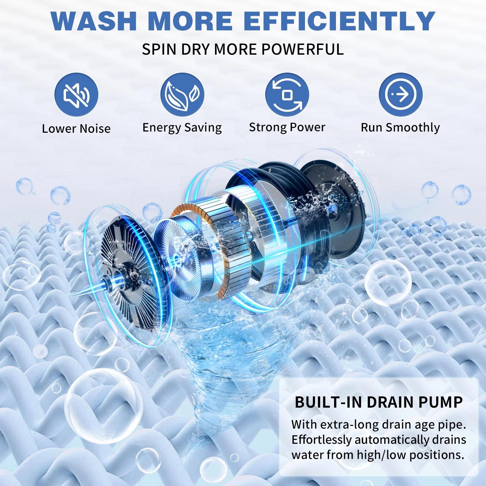Zimtown Full Automatic Washing Machine, 25 lb Top Load Portable Washer with Drain Pump
