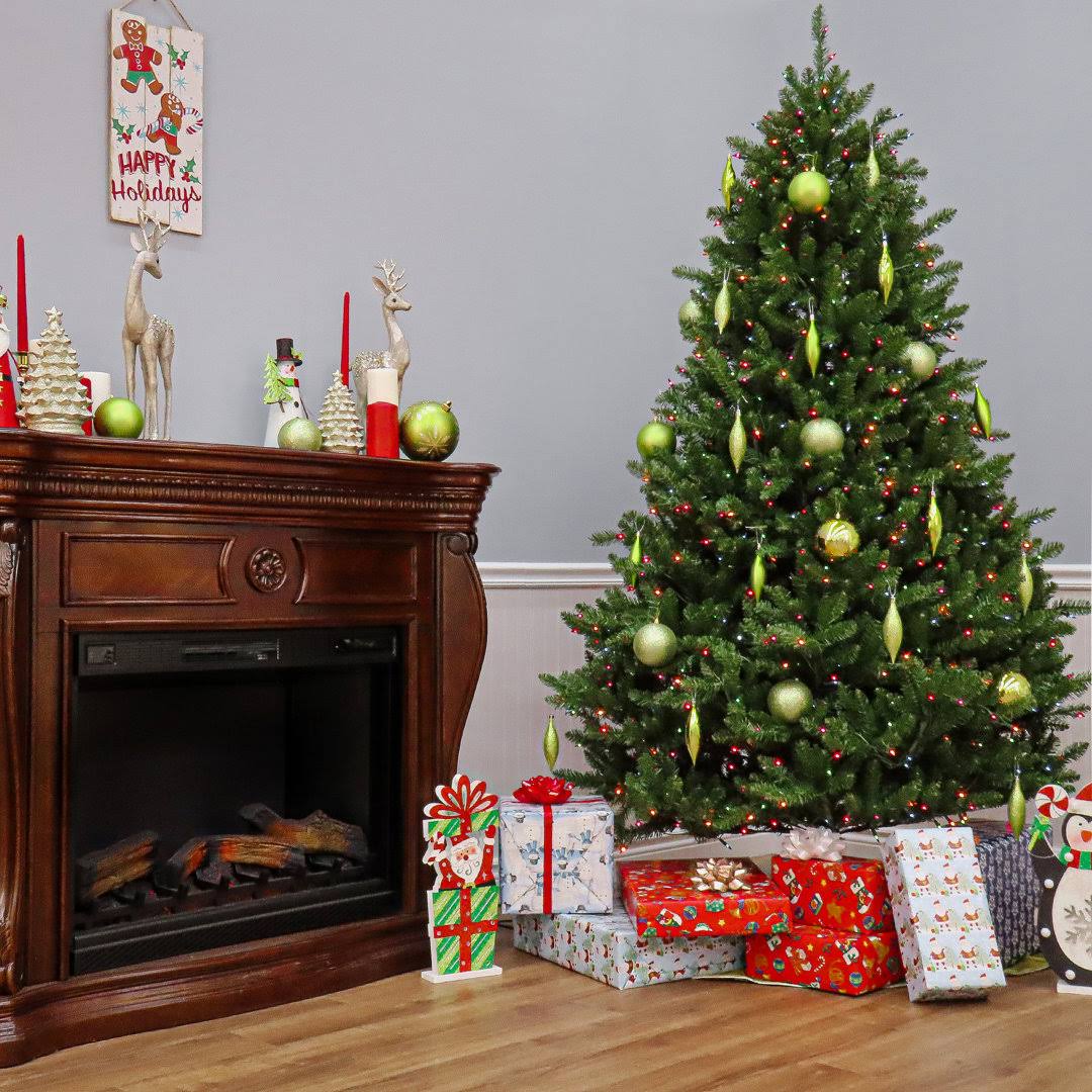 Natural Fraser Fir 7.5' Green Artificial Christmas Tree with 1000 Clear/White Lights Red Barrel Studio Lights: Multi-Colored Lights
