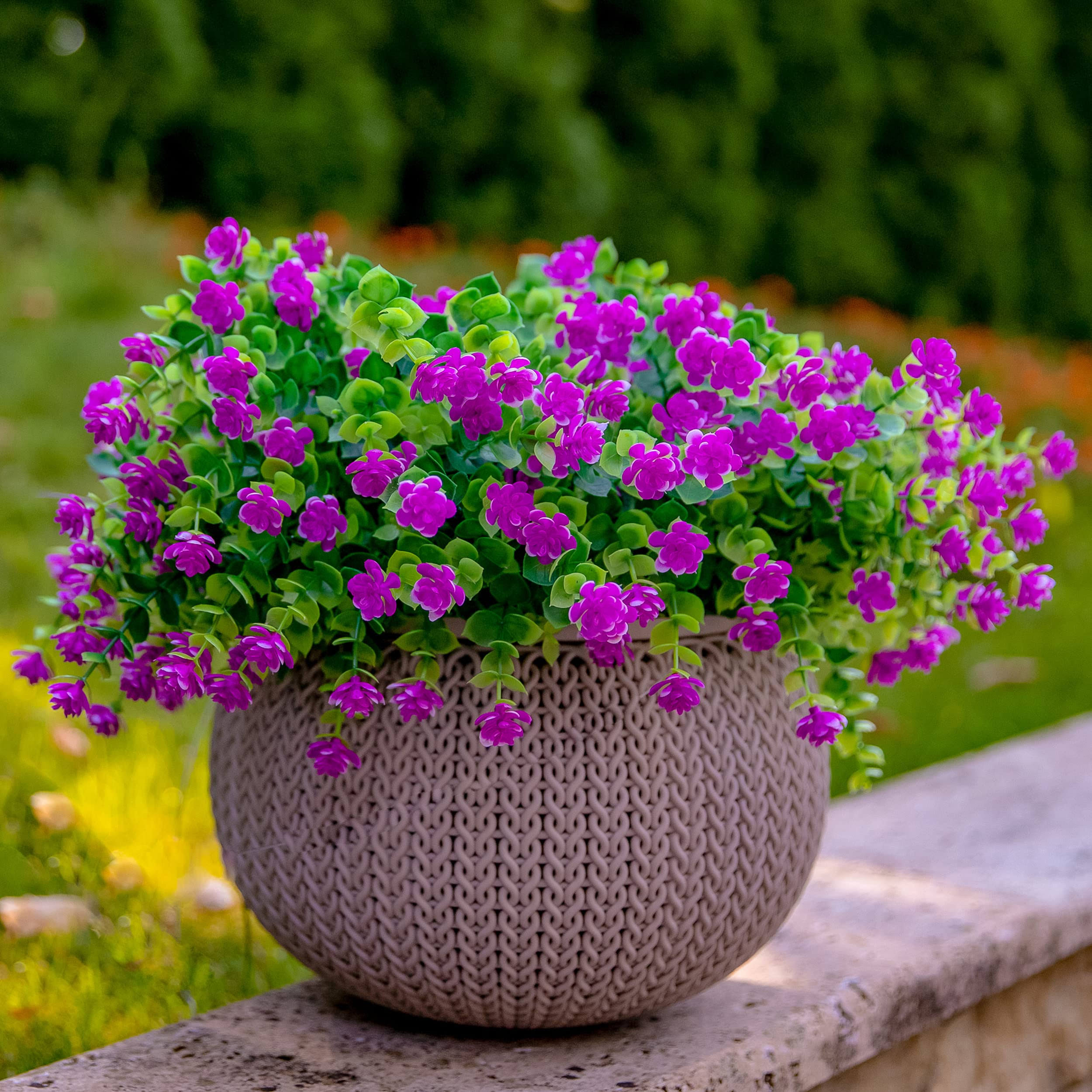 Artificial Flowers for Outdoors UV Resistant - 12 Pcs Bundles Faux Fake Outdoor Plants Plastic Flowers Bushes Shrubs No Fade Artificial Greenery