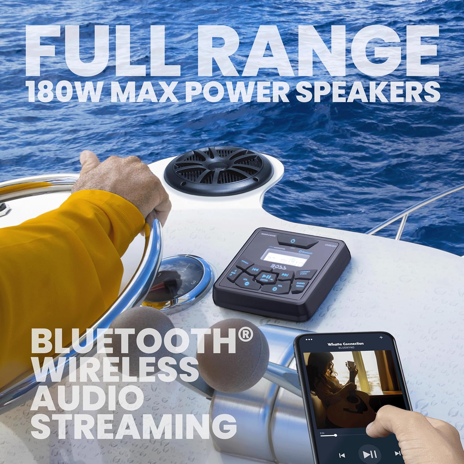 BOSS Audio Systems MCKGB450B.6 6.5 Inch Speakers & Marine Boat Gauge Stereo - Bluetooth Head Unit  No CD DVD Player  AM/FM Radio Receiver  NOAA Weather Band  IPX6 Weatherproof  USB