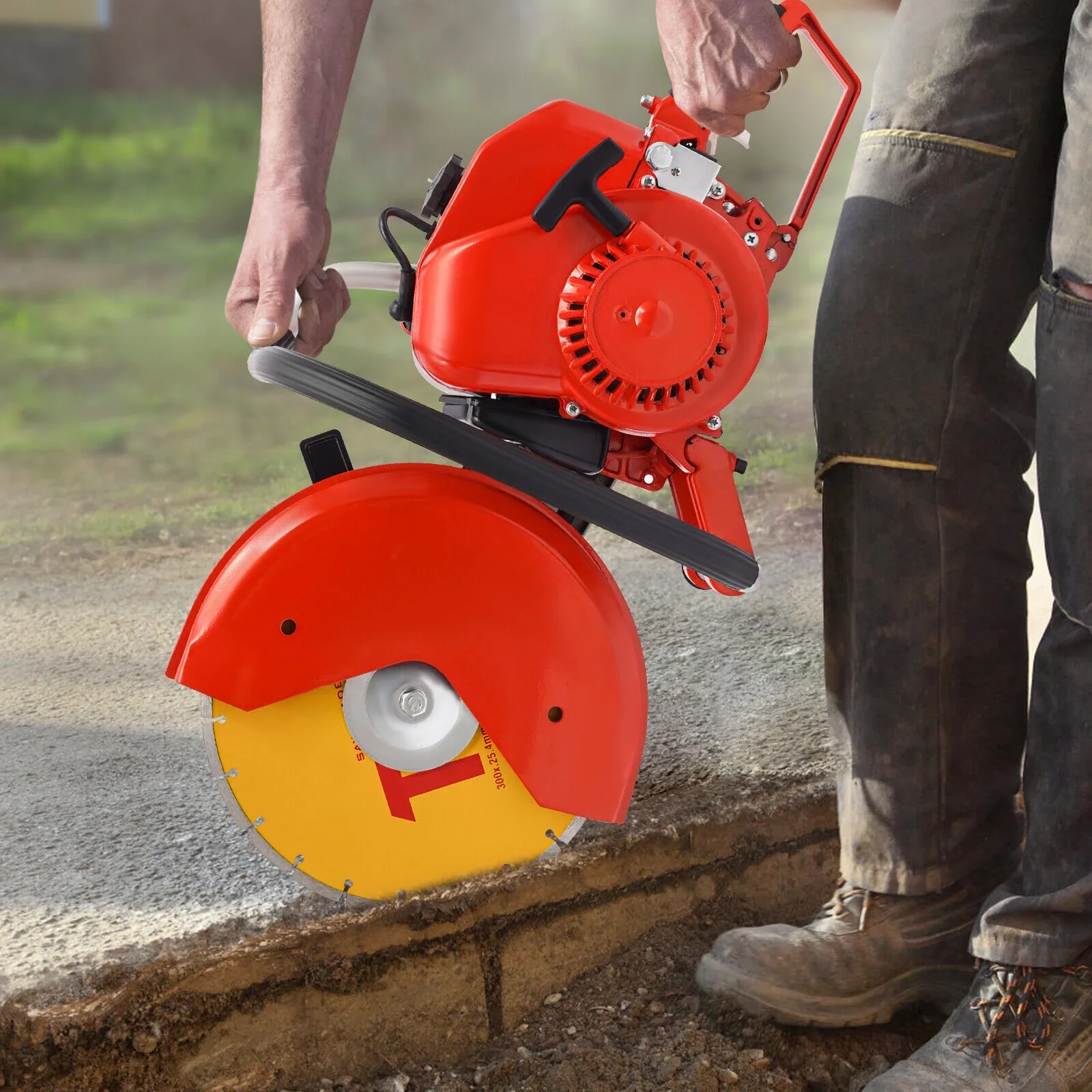 2 Stroke 78.5CC Gas Power Cement Concrete Cut off Saw Cutting Tool W/ Blade Red