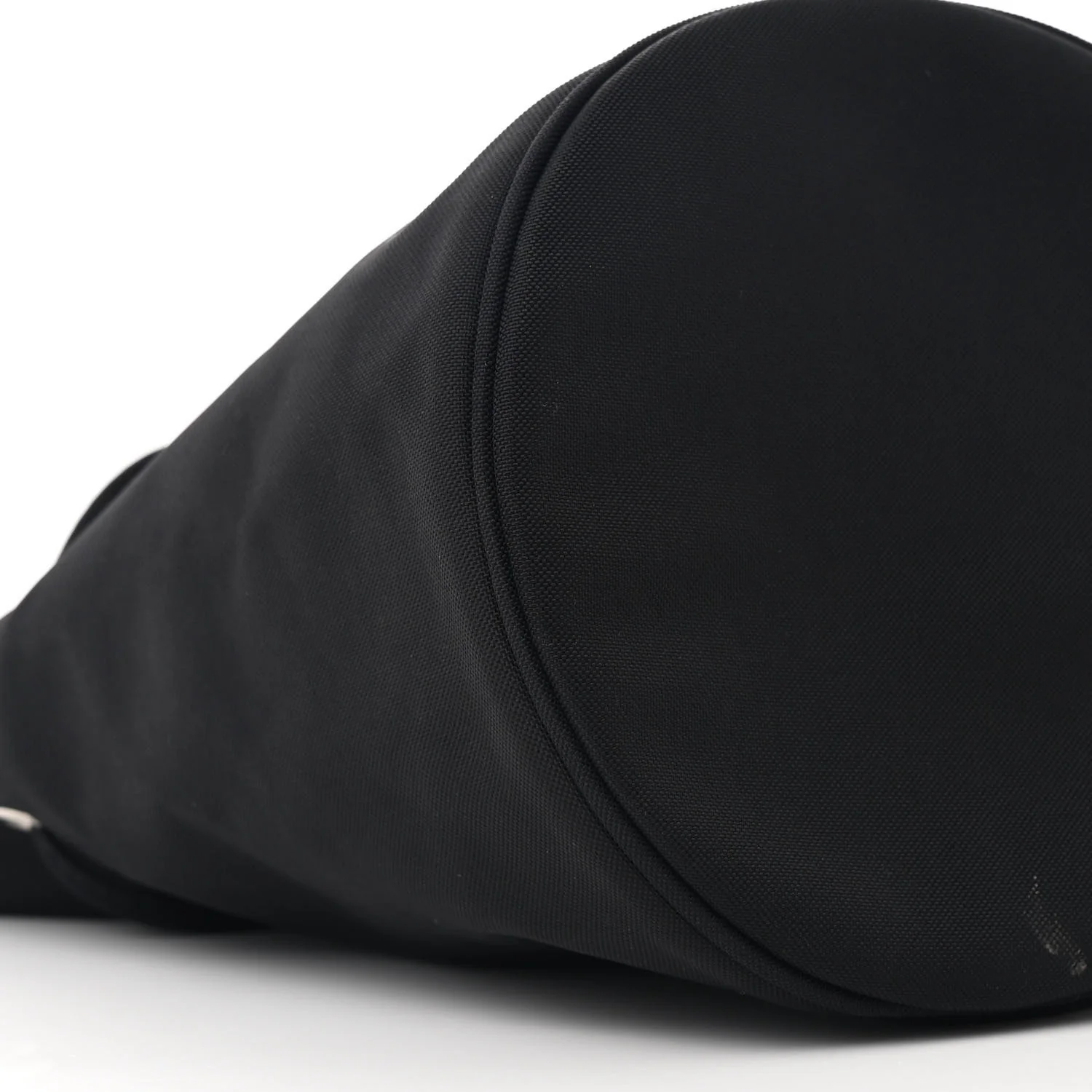 Recycled Sport Nylon Logo Embroidered Wheel Drawstring Bucket Bag Black White