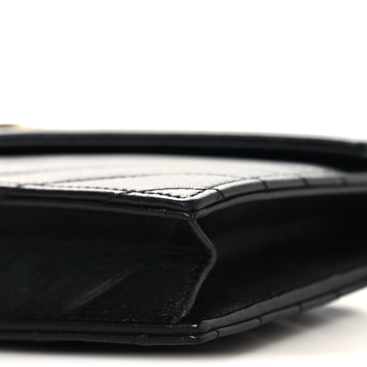 Calfskin Matelasse Chevron Monogram Envelope Chain Wallet Black