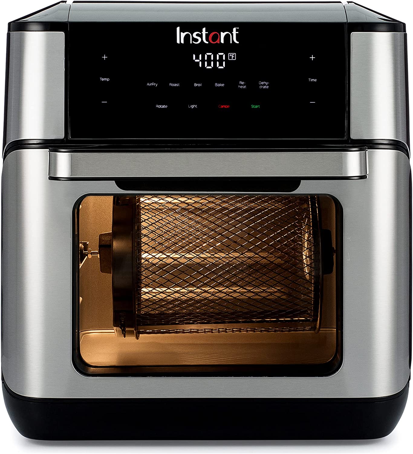 Friteuse à air Instant Vortex Plus de 10 litres, par les créateurs d'Instant Pot, 7 fonctions en 1, avec technologie EvenCrisp, application avec plus de 100 recettes, acier inoxydable