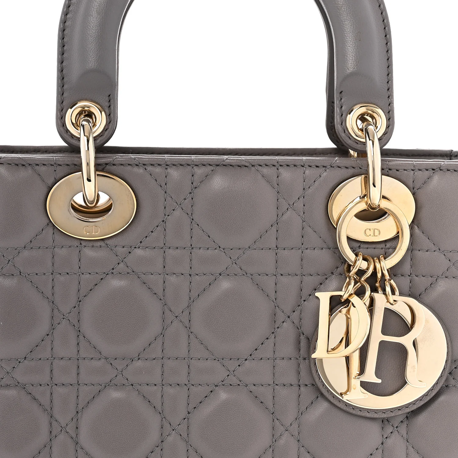 Lambskin Cannage Small Lady Dior Grey