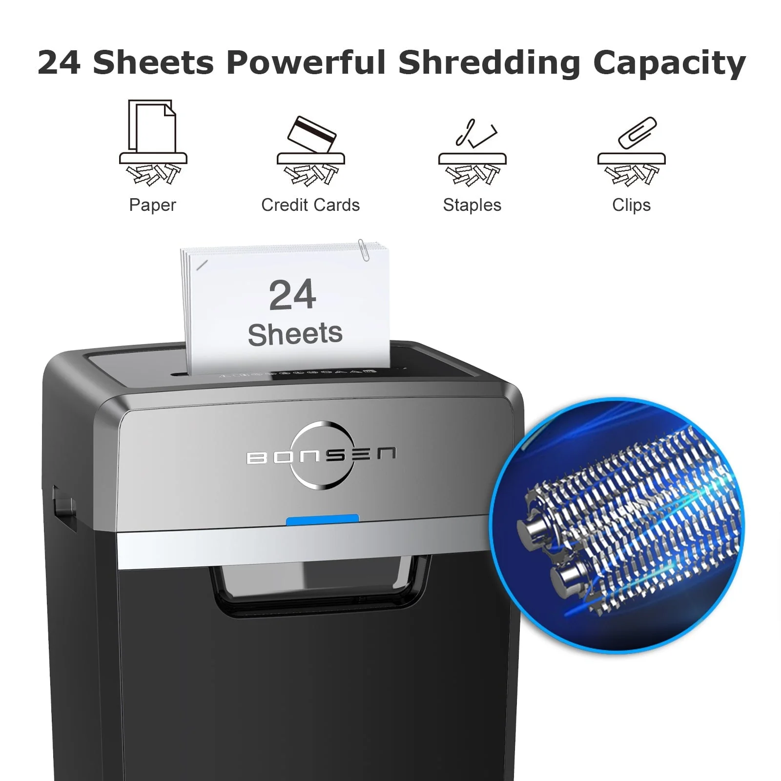 24 Sheet Heavy Duty Cross Cut Shredder for Office | Commercial Shredder with 9 Gallons Bin Image 5