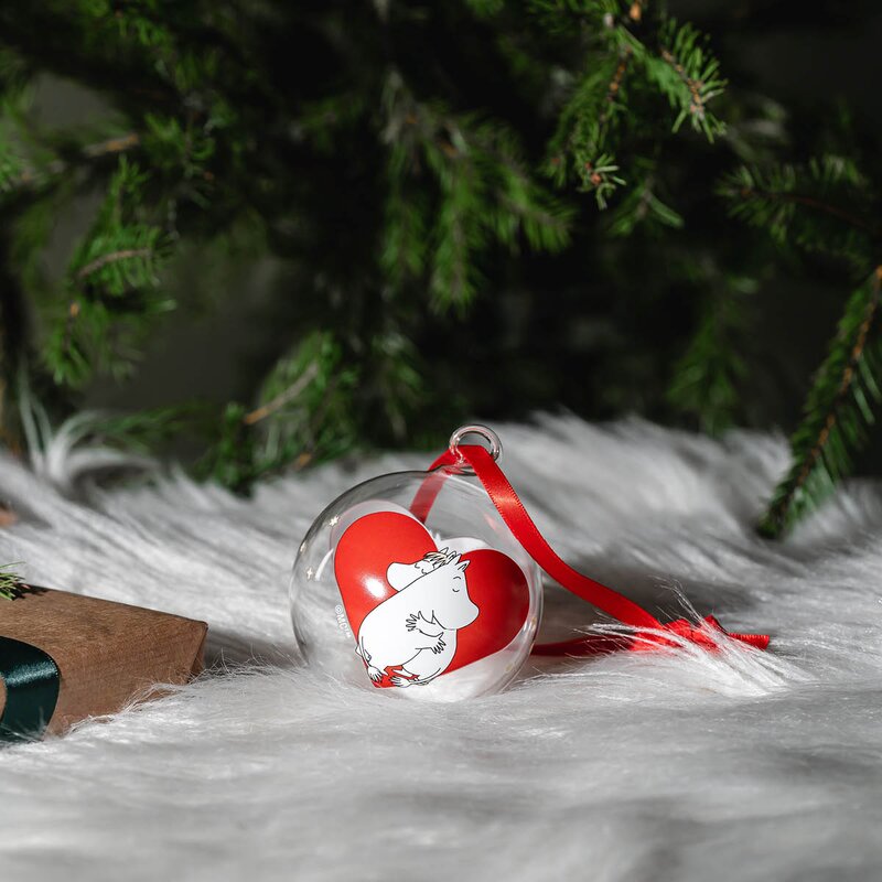 Mummi julekule 7 cm hjerte rød